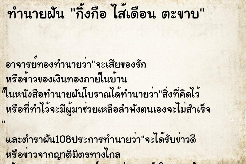 ทำนายฝันกิ้งกือไส้เดือนตะขาบ ทำนายฝันทำนายฝันกิ้งกือไส้เดือนตะขาบ